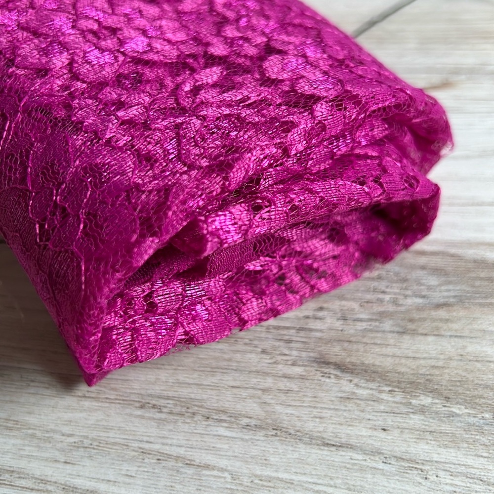 Fabric by the Yard Remnant Dark Pink Rachelle Lace - Picture 4 of 4